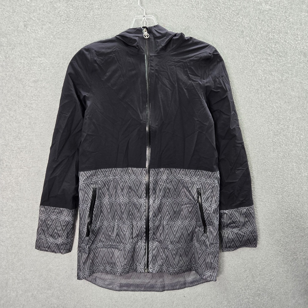 Ivivva Girls Jacket 12 Black Windbreaker Full Zip Hood Lined‎ Pockets Lululemon